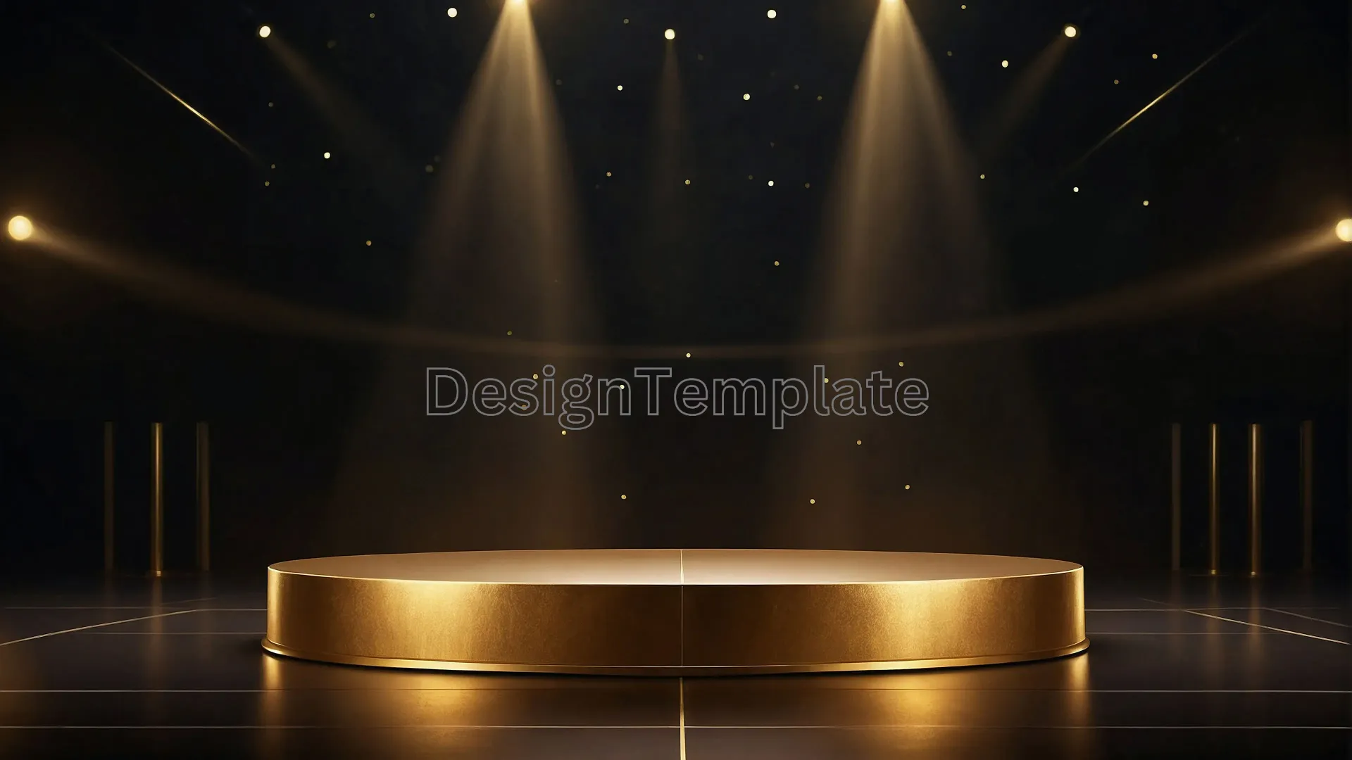 Gold Podium Texture Circular Podium in the Middle on a Dark Background Image